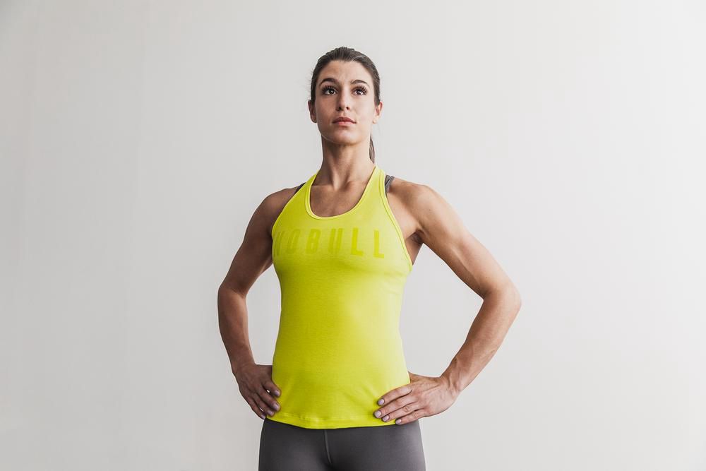 NOBULL Women's Racerback Tank Tops - Neon Yellow - Ireland (8542LXDTR)